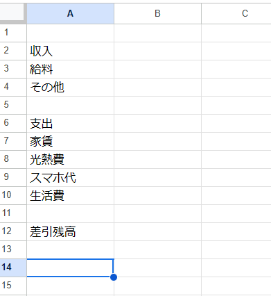 スプレッドシート入力方法